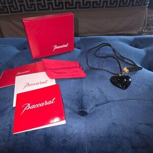 Stunning Preloved Authentic Baccarat Black Crystal Pendant and Cord Necklace
